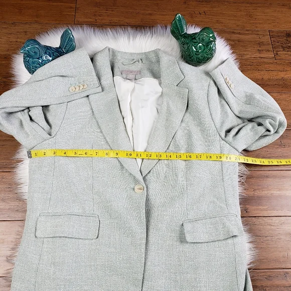 EUC✨ H&M women's large light green blue spring tweed blazer - Picture 8 of 12